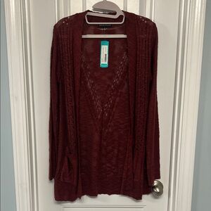 Love Ellie Women's Burgundy Open-Front Cardigan